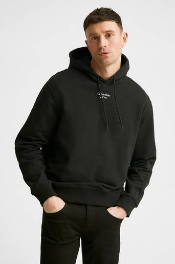 Calvin Klein Hoodie Stacked Logo Hoodie Svart