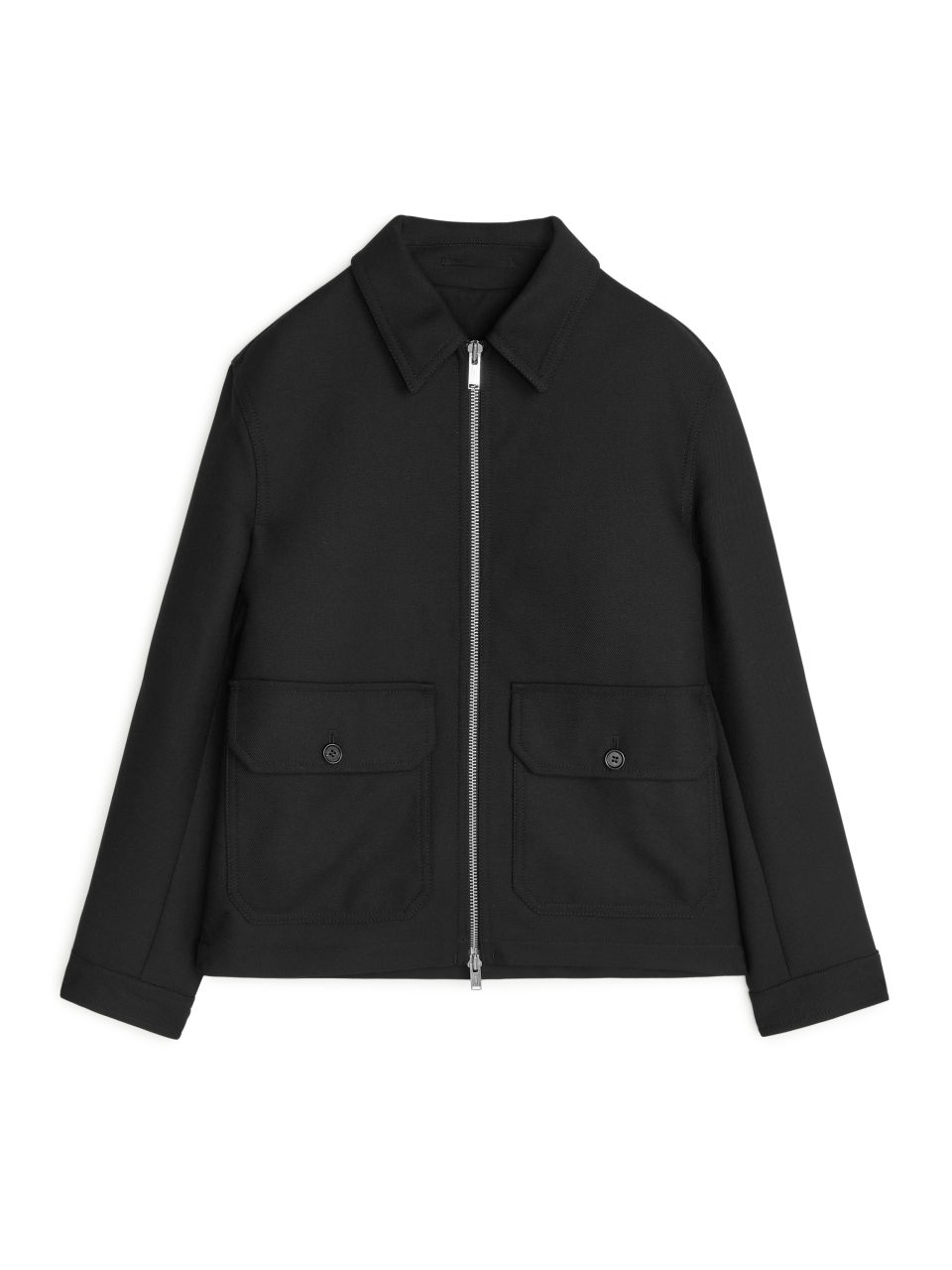 Short Wool Blend Jacket - Black