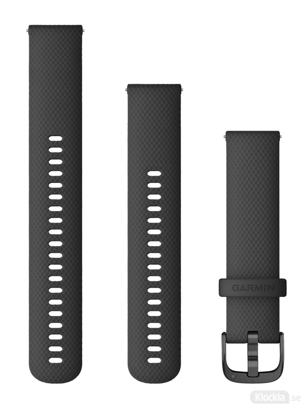 Garmin Armband med snäppspänne, Svart silikon med skiffergrå detaljer