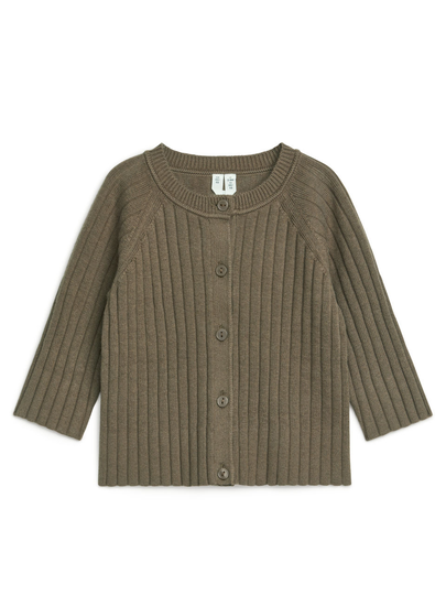 Rib-Knit Cardigan - Beige