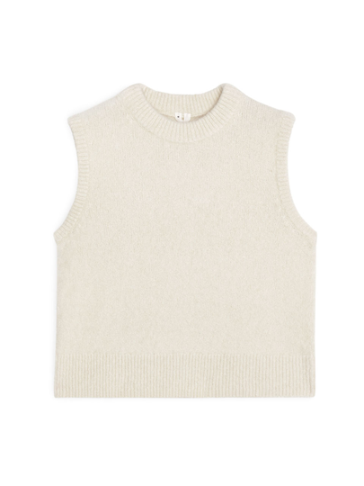 Knitted Alpaca Yak Vest - White