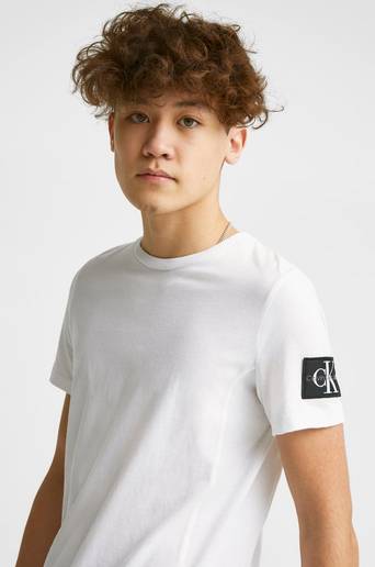 Calvin Klein T-shirt Badge Rib Fitted Top Vit