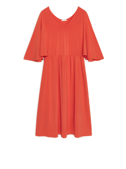 Batwing Jersey Dress - Orange