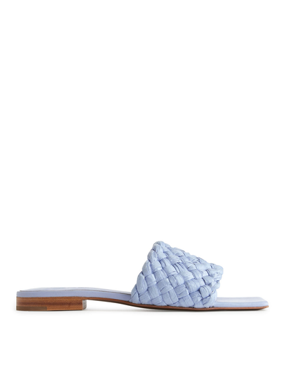 Braided Straw Slides - Blue