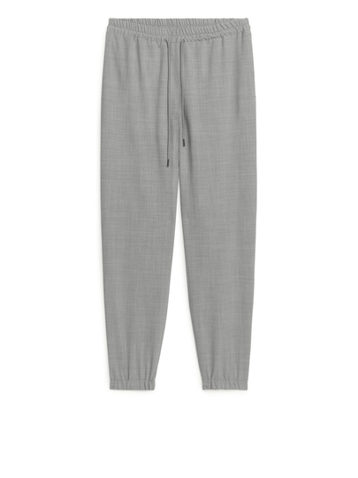 Woven Wool Blend Joggers - Grey