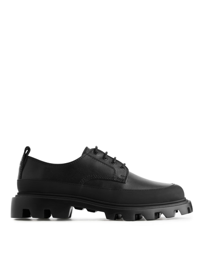 Chunky Leather Derby Shoes - Black