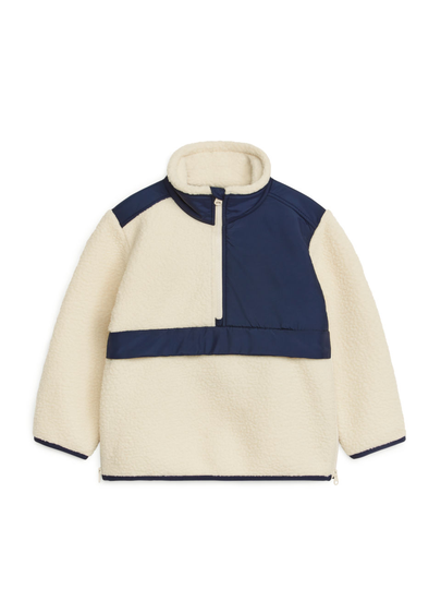 Half-Zip Pile Jacket - Beige