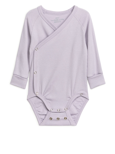 Cotton Lyocell Wrap Bodysuit - Purple