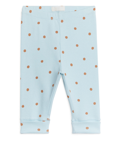 Printed Rib Leggings - Turquoise