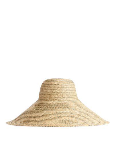 Wide Brim Straw Hat - Beige