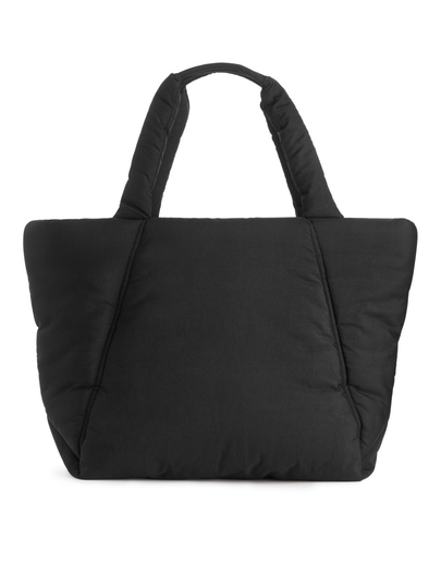 Large Puffy Tote Bag - Black