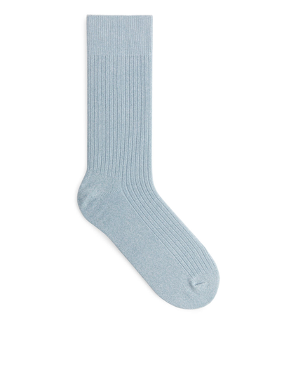 Supima Cotton Rib Socks - Turquoise