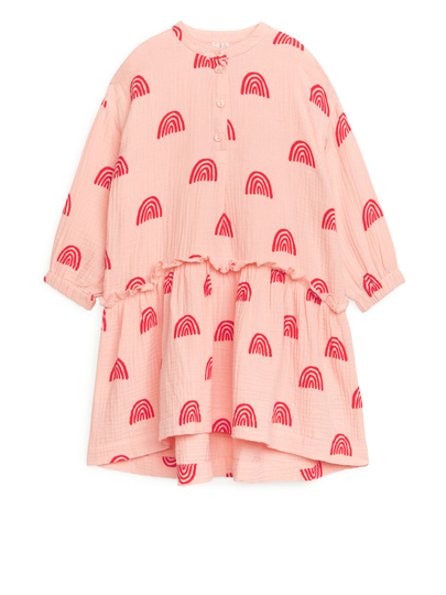 Tiered Cotton Muslin Dress - Orange