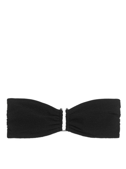 Textured Bandeau Bikini Top - Black
