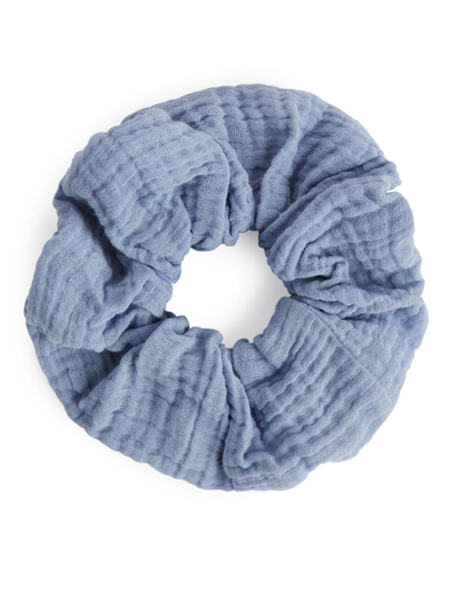 Cotton Muslin Scrunchie - Blue