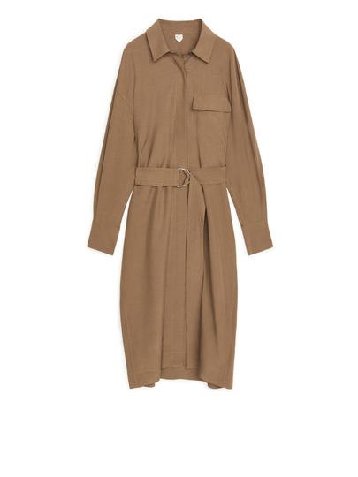 Lyocell Shirt Dress - Beige
