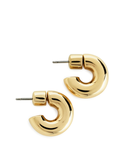Small Silver-Plated Hoop Earrings - Brown