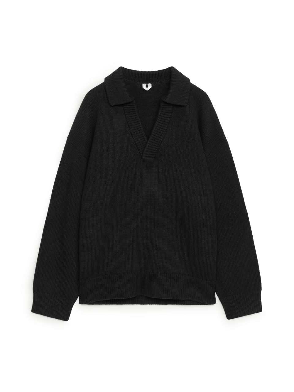 Wool Polo Jumper - Black