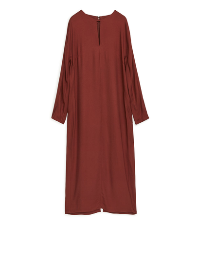 Fluid Long Sleeve Dress - Red