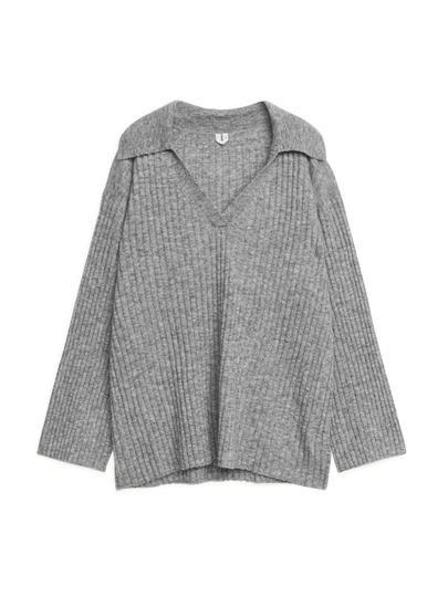 Knitted Alpaca Blend Jumper - Grey