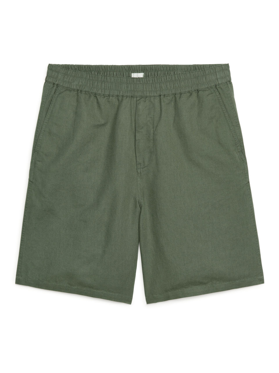 Cotton-Linen Drawstring Shorts - Green