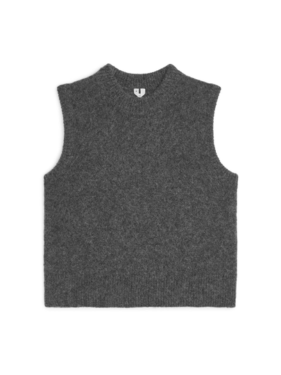 Knitted Alpaca Yak Vest - Grey