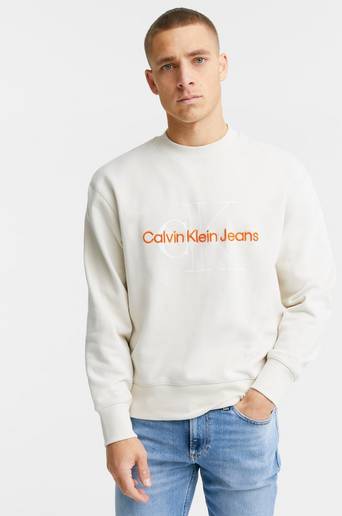 Calvin Klein Sweatshirt Two Tone Monogram Crew Neck Beige