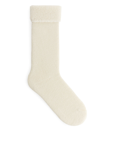 Soft Wool Terry Socks - White