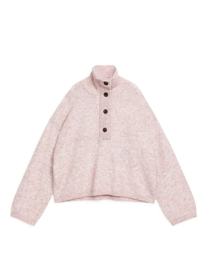 High-Collar Alpaca Blend Jumper - Pink