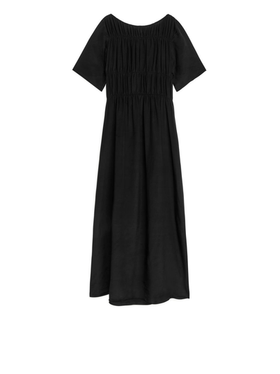 Gathered Lyocell Dress - Black