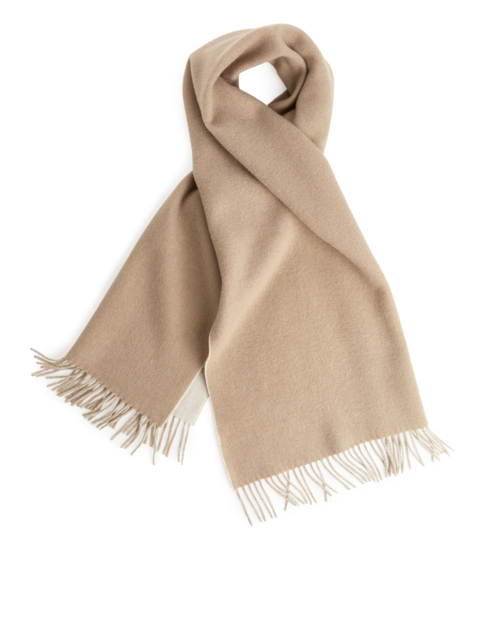 Double Face Wool Scarf - Beige