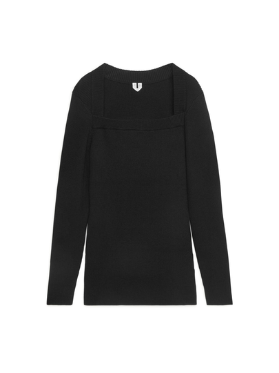 Square-Neck Jumper - Black