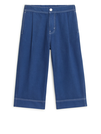 Wide Cotton Lyocell Trousers - Blue