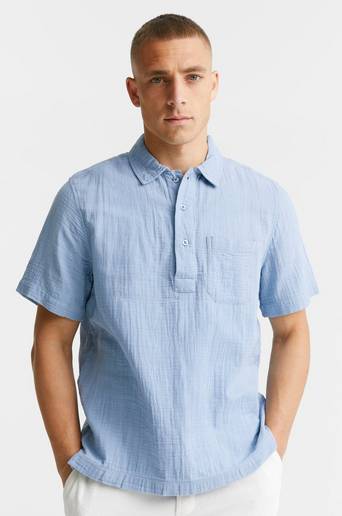 Studio Total Soft Half Placket Shirt Blå