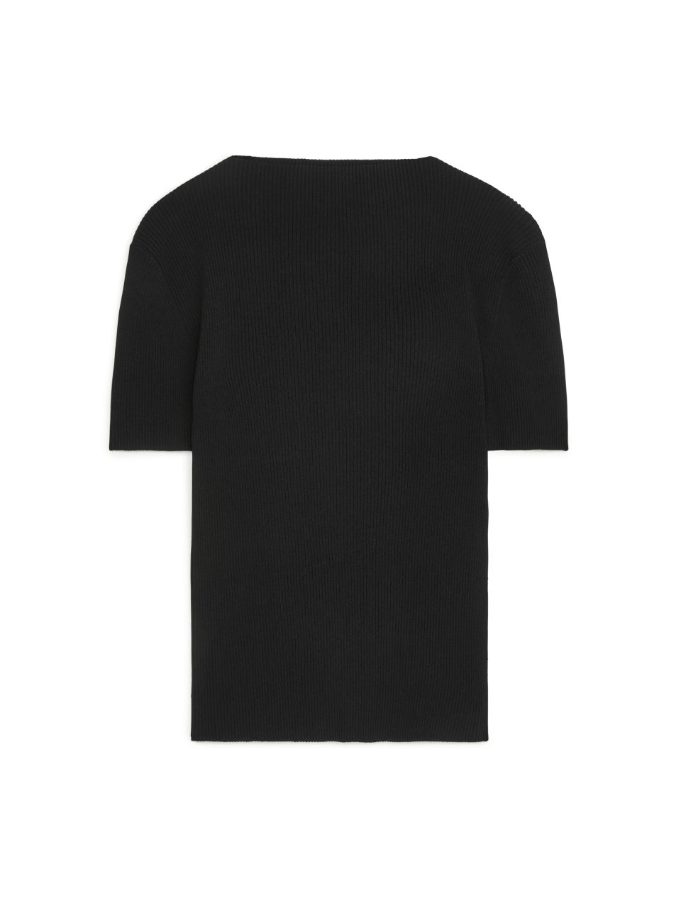 Boat Neck Rib Top - Black