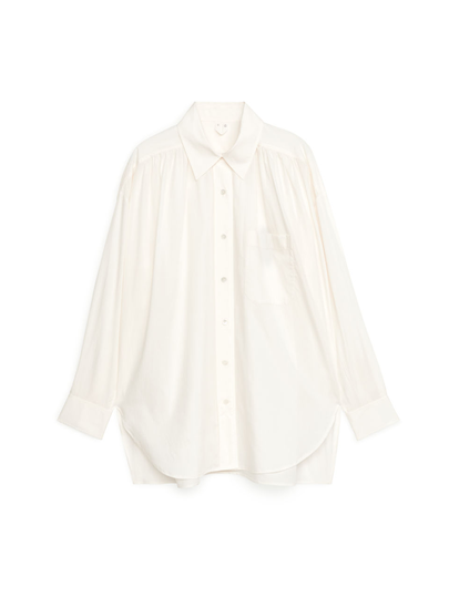 Lyocell Blend Wide Shirt - White
