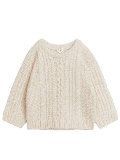 Cable-Knit Cotton Jumper - Beige