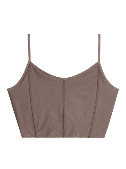 High-Shine Cropped Top - Beige