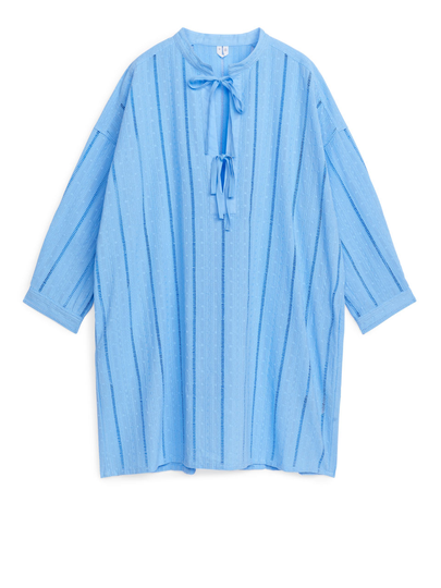 Embroidered Tunic Dress - Blue
