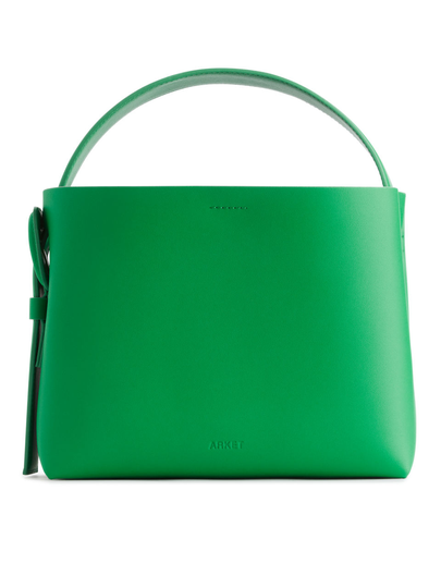 Rigid Leather Crossbody Bag - Green