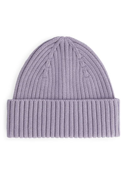 Rib Knit Beanie - Purple