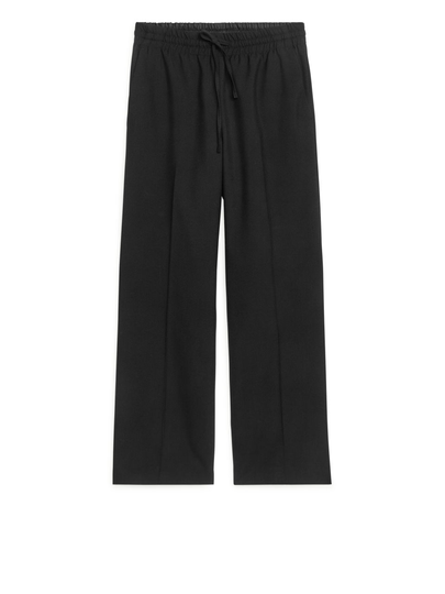 Wool Hopsack Trousers - Black