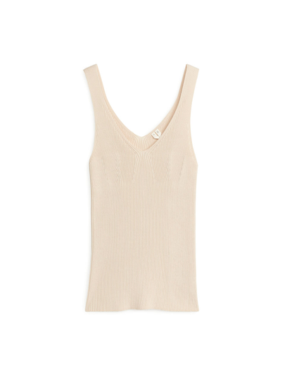Rib-Knit Tank Top - Beige