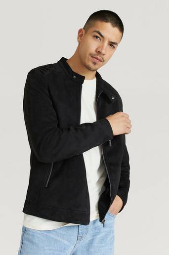 William Baxter Jacka Fake Suede Racer Jacket Svart