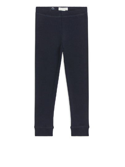 Ribbed Cotton Tencel Leggings - Blue