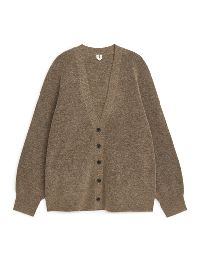 Oversized Alpaca Blend Cardigan - Beige