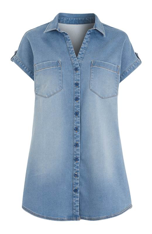Cellbes Kortärmad jeansskjorta Ljus denim