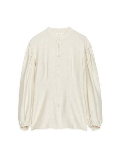Linen Blend Blouse - Beige
