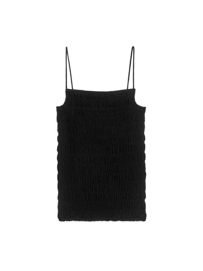 Seersucker Smock Top - Black