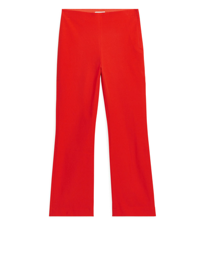 Cropped Cotton Stretch Trousers - Orange